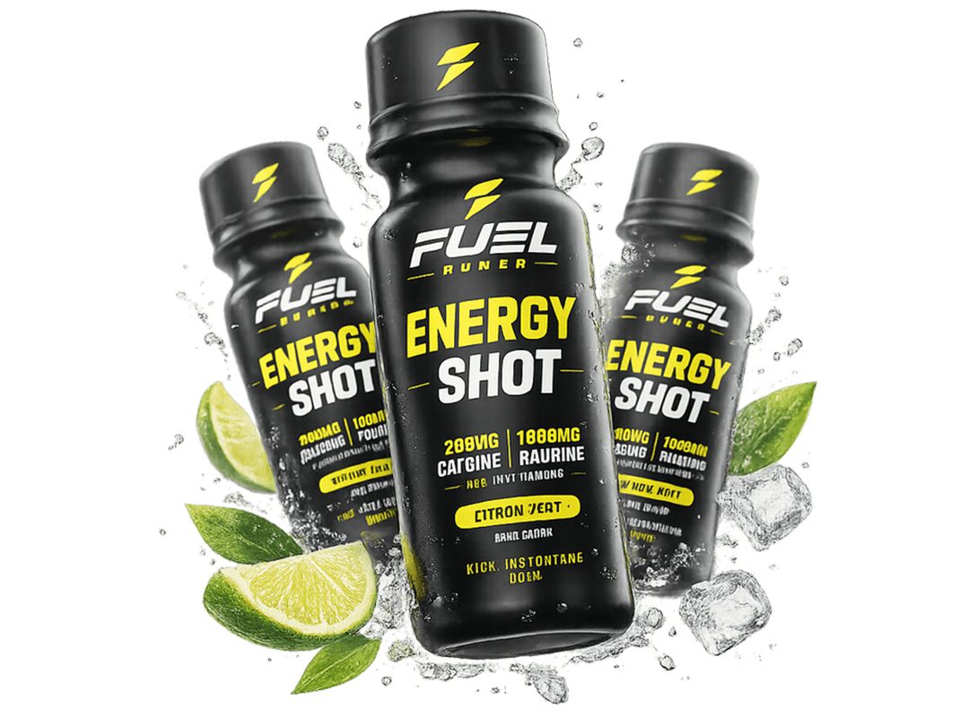 Flacon FUEL POWER Energy Shot, goût Citron Vert, 200 mg de caféine et 1000 mg de taurine, format 60 ml